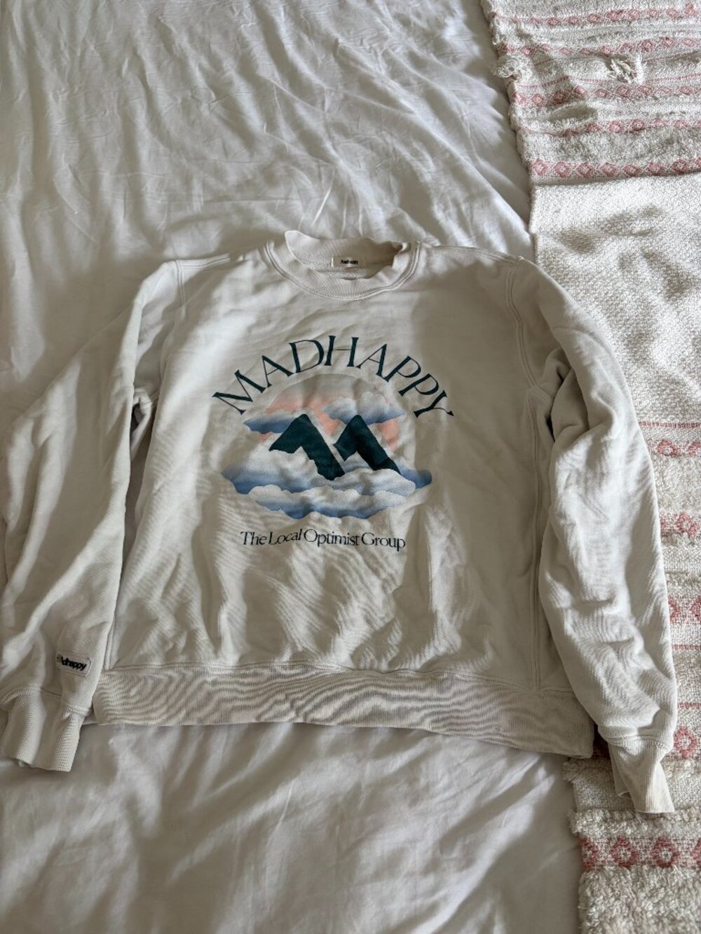 Madhappy Local Optimist Group Graphic Crewneck Sweatshirt Cream